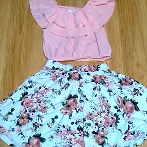 Girls 2 piece skirt and shirt outfit